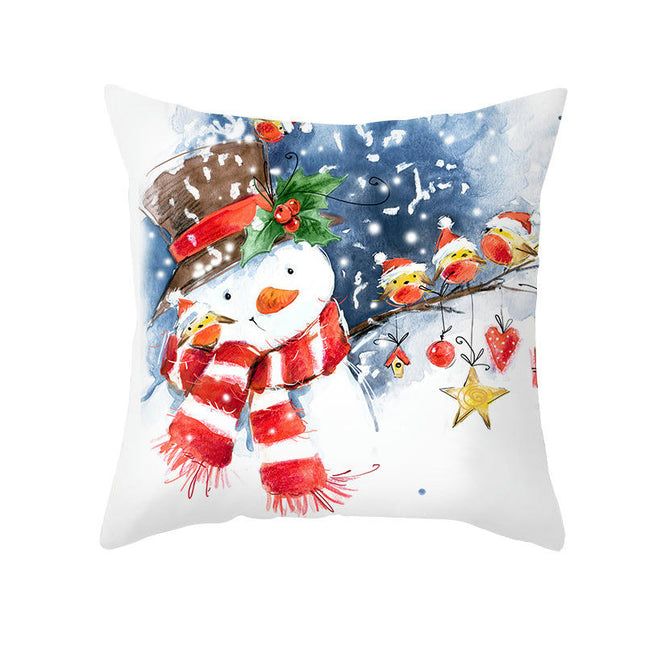 Snowman Throw Pillow Case Merry Christmas Pillow Cover Decorative Cushion Cover for Home Sofa