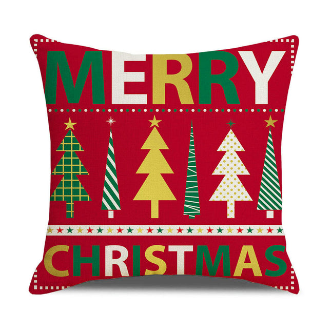 Christmas Pillow Cover Tree Snowflake Throw Pillow Case Square Cushion Decorative Cushion Cover for Sofa-A