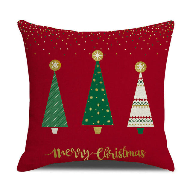 Christmas Pillow Cover Tree Snowflake Throw Pillow Case Square Cushion Decorative Cushion Cover for Sofa-B