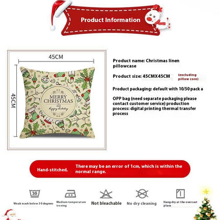 Christmas Pillow Covers Xmas Decorations Holiday Farmhouse Winter Throw Pillow Cushion Case for Sofa Couch-A