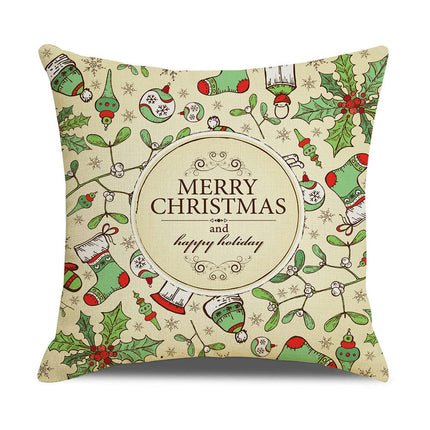 Christmas Pillow Covers Xmas Decorations Holiday Farmhouse Winter Throw Pillow Cushion Case for Sofa Couch-A