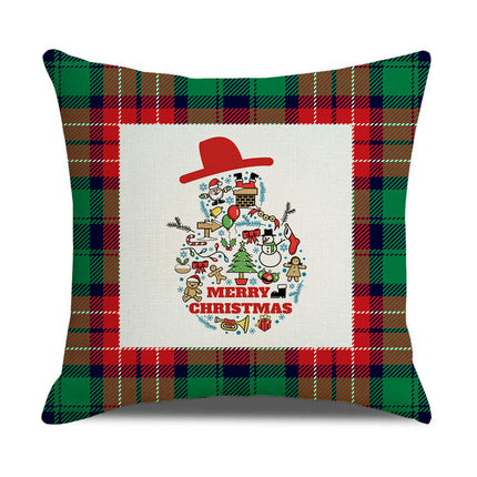 Christmas Decorative Throw Pillow Covers Square Cushion Covers Christmas Trees Snowflakes Pillow Cases-A