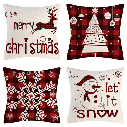 Snowflake Snowman Christmas Square Throw Pillow Case Cushion Cover Decorative for Sofa