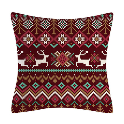 Christmas Decorations Pillow Covers Snowflakes Elk Throw Pillow Case Cushion Cover Decorations for Sofa-B