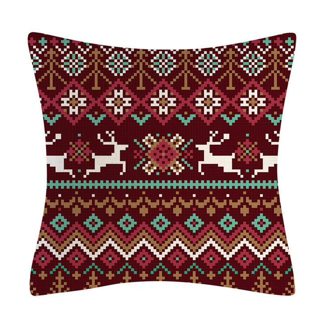 Christmas Decorations Pillow Covers Snowflakes Elk Throw Pillow Case Cushion Cover Decorations for Sofa-B
