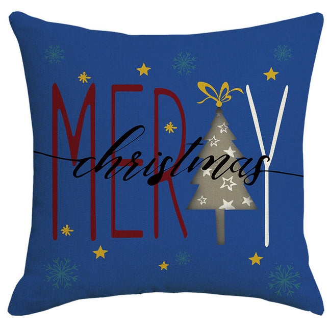 Throw Pillow Covers Blue Cushion Case Decor, Snowflakes Farmhouse Home Decoration for Sofa