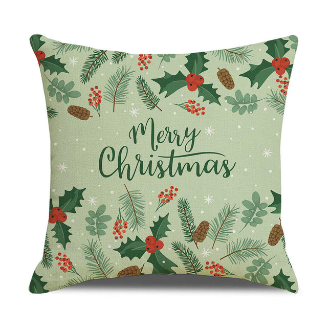 Merry Christmas Pillow Cover, Happy Christmas Throw Pillow Cover Xmas Cushion Case for Home Sofa Bed-B