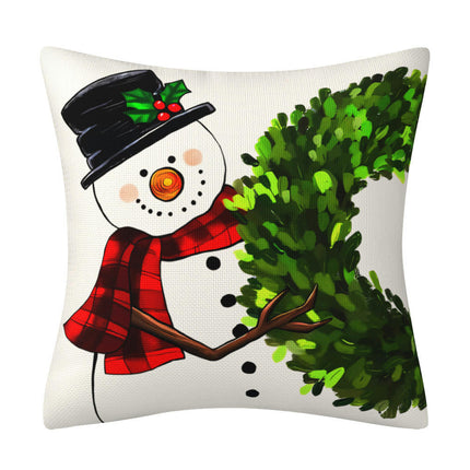 Christmas Pillow Covers Christmas Snowman Santa Claus Decor Throw Cushion Case for Home