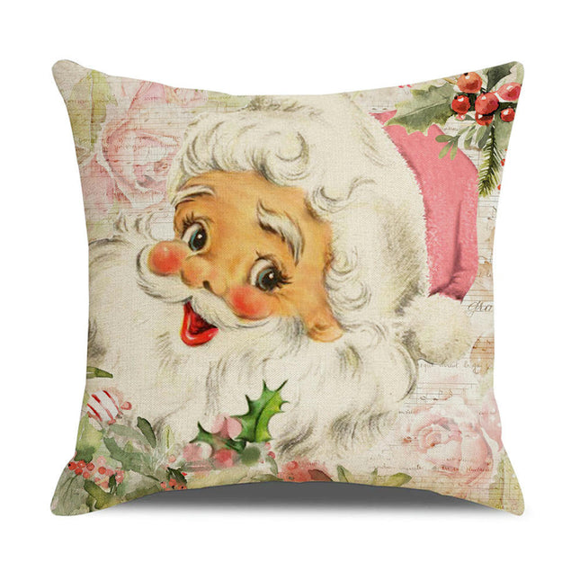 Pink Christmas Throw Pillow Covers Santa Claus Decorative Pillows Covers for Couch Home Decor-A