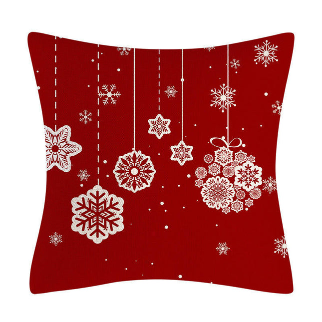 Red Christmas Linen Throw Pillow Cover Christmas Decorations Pillow Covers for Sofa Bed and Car