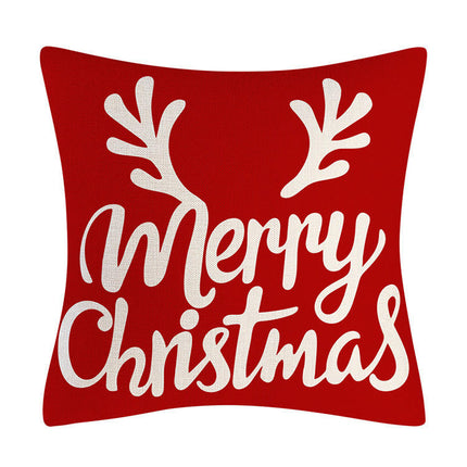 Red Christmas Linen Throw Pillow Cover Christmas Decorations Pillow Covers for Sofa Bed and Car-B
