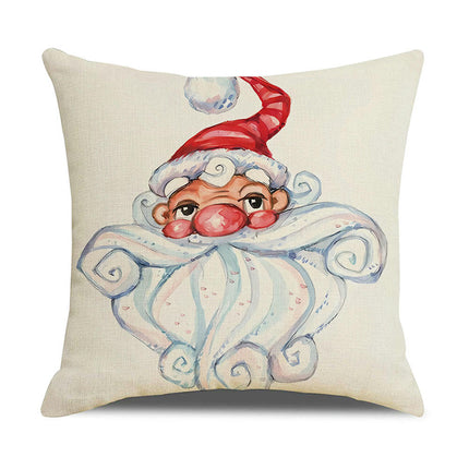 Red Christmas Linen Throw Pillow Cover Christmas  Car Decorations Pillow Covers for Sofa Bed