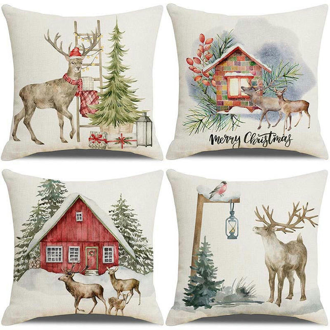 Christmas Pillow Covers Set of 4 Winter Throw Pillows Cover Holiday Pillow Covers for Sofa Home Decor