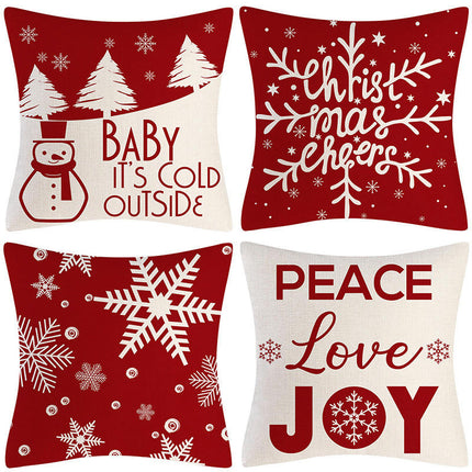 Christmas Pillow Covers Set of 4 Winter Throw Pillows Cover Holiday Pillow Covers for Sofa Home Decor