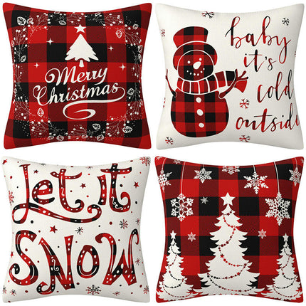 Christmas Pillow Covers Set of 4 Winter Throw Pillows Cover Holiday Pillow Covers for Sofa Home Decor