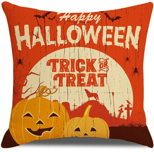 Halloween Pillow Case,Orange and Black Pillow Cover Halloween Linen Sofa Bed Throw Cushion Cover Decoration