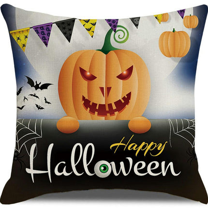 Halloween Pillow Case,Orange and Black Pillow Cover Halloween Linen Sofa Bed Throw Cushion Cover Decoration