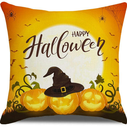 Halloween Pillow Case,Orange and Black Pillow Cover Halloween Linen Sofa Bed Throw Cushion Cover Decoration