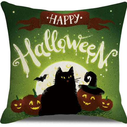 Halloween Pillow Case,Orange and Black Pillow Cover Halloween Linen Sofa Bed Throw Cushion Cover Decoration