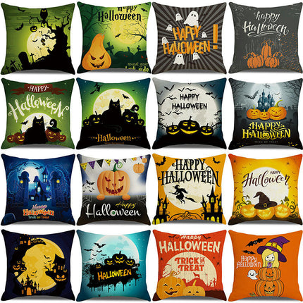 Halloween Pillow Case,Orange and Black Pillow Cover Halloween Linen Sofa Bed Throw Cushion Cover Decoration