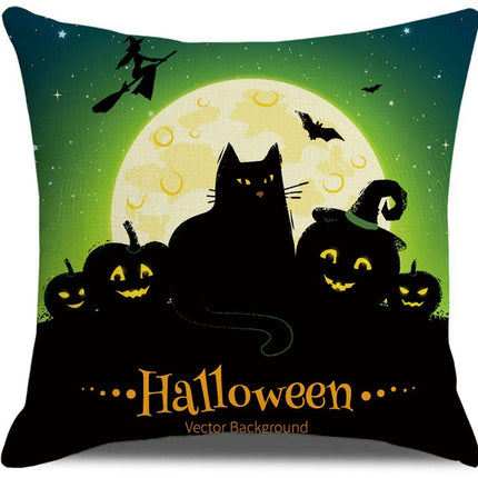 Halloween Pillow Case,Orange and Black Pillow Cover Halloween Linen Sofa Bed Throw Cushion Cover Decoration