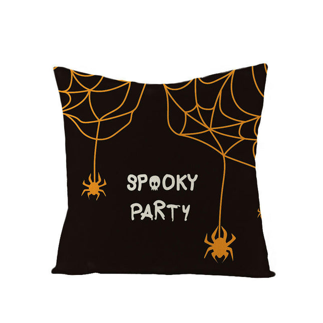 Halloween Pillow Case,Orange and Black Pillow Cover Halloween Linen Sofa Bed Throw Cushion Cover Decoration-A