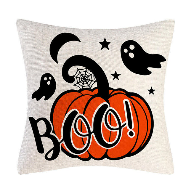 Halloween Pillow Covers Square Throw Pillows Cover Happy Halloween Cushion Covers Linen Pillow Cases