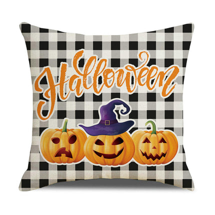 Halloween Decorations Pillow Covers Halloween Throw Pillow Covers Ghost Pumpkin Cushion Covers for Sofa-A