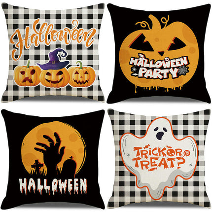 Halloween Decorations Pillow Covers Halloween Throw Pillow Covers Ghost Pumpkin Cushion Covers for Sofa-A
