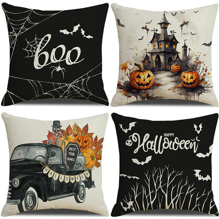 Halloween Truck Throw Pillow Covers Pumpkin Halloween Decor Pillows Cases Pillow Cases for Home-A