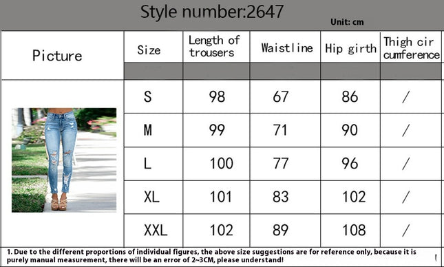 Women Skinny Ripped Jeans Stretch Distressed Destroyed Denim Pants