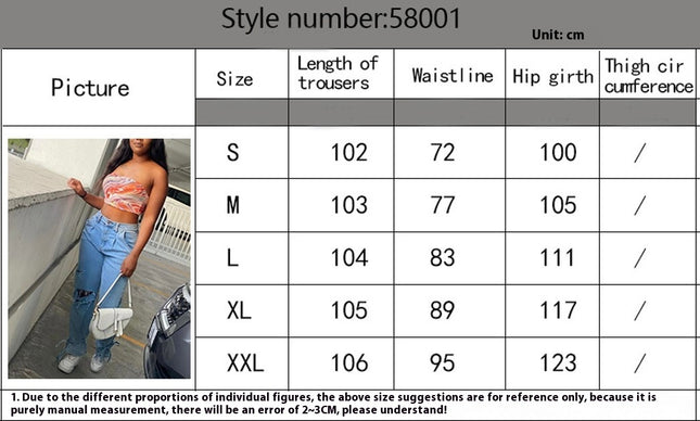 Women's High Waist Ripped Distressed Jeans Straight Leg Denim Pants