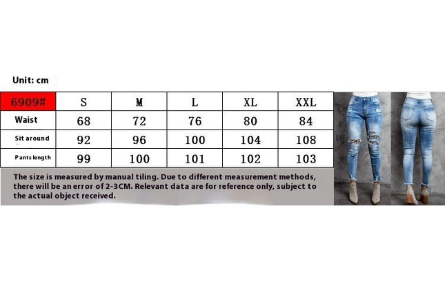 Women's Ripped Skinny Slim Fit Jeans Frayed Distressed Stretchy Denim Pants