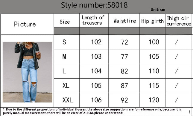 Women's Ripped High Waisted Jeans Wide Leg Destroyed Denim Pants