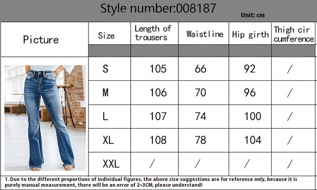 Women's Flared Bell Bottom Elastic High Waist Skinny Fit Denim Jeans