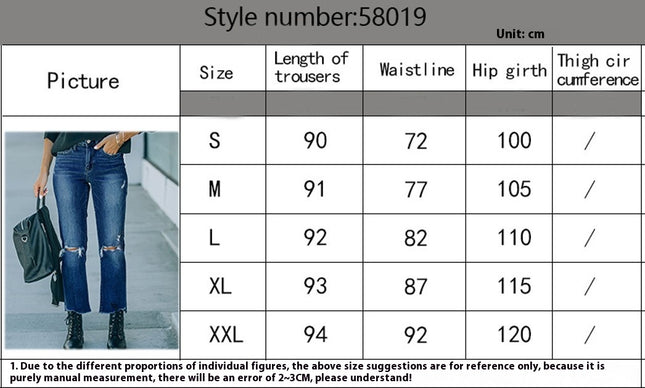 Women's High Waist Straight Leg Ripped Jeans Stretchy Distressed Denim Pants