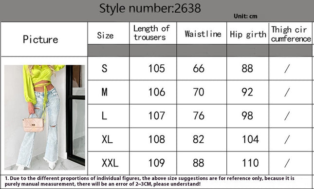 Flare Bell Bottom Jeans for Women Raw Hem High Waist Ripped Denim Pants