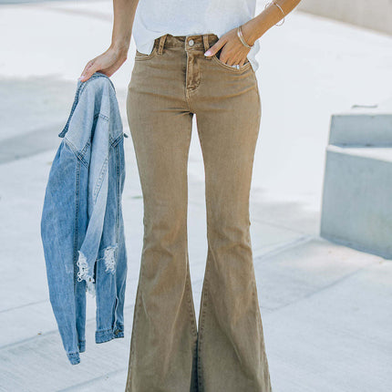 Women's Flare Bell Bottom Jeans High Waist Stretchy Denim Pants