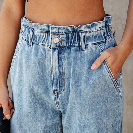 Jeans for Women High Waisted Straight Leg Stretch Denim Pants with Pockets
