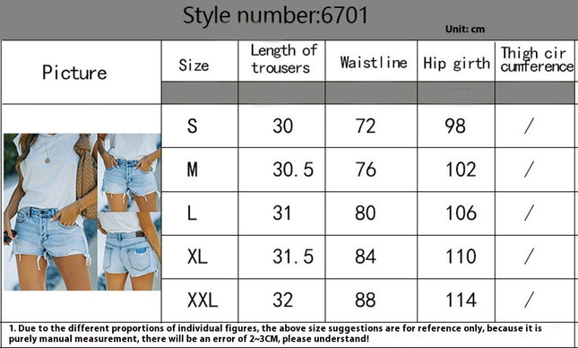 Women's Casual Denim Shorts Mid Waist Ripped Distressed