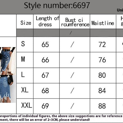 Womens Slit Denim Skirt High Waist Ripped Raw Frayed Stretch Irregular Hem Jean Skirt