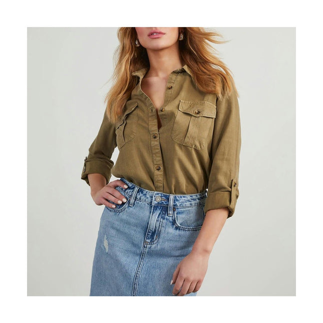 Women's Long Sleeve Collared Shirt Button Down Denim Blouse Jacket