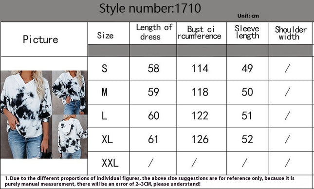 Tie Dye Print Hoodie Long Sleeve Pullover Tops Loose Casual Sweatshirt For Women
