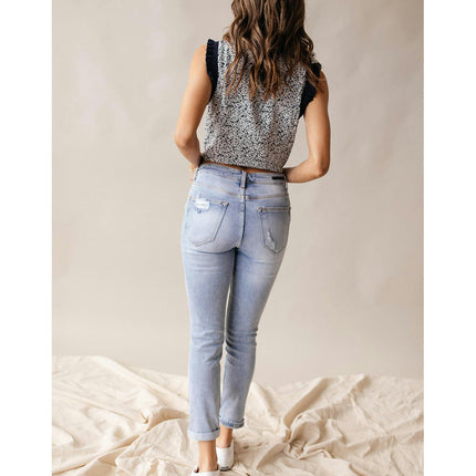 Women's Ripped Skinny Jeans High Waist Distressed Pencil Denim Pants