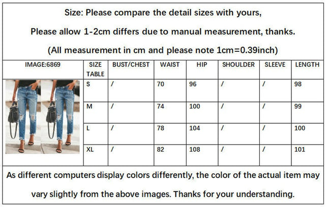 Womens Ripped Jeans Mid Rise Boyfriend Straight Leg Denim Pants