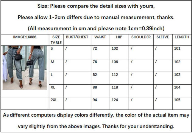 Womens Baggy Jeans High Waisted Loose Boyfriend Wide Leg Denim Pants