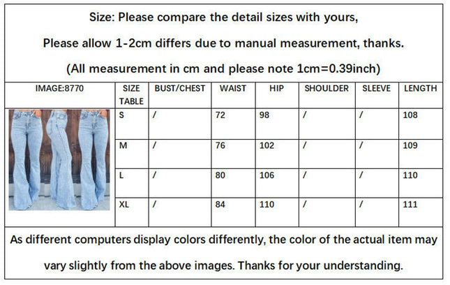 Bell Bottom Jeans for Women High Waisted Classic Flared Denim Pants-A2