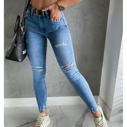 Women's Skinny Ripped Jeans Distressed High Waisted Denim Pants