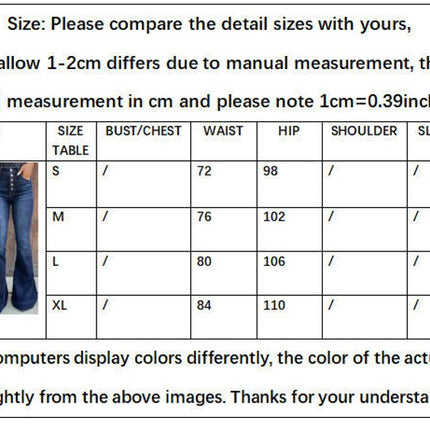 Women's Bell Bottom Jeans High Waisted Button Fly Flare Denim Pants