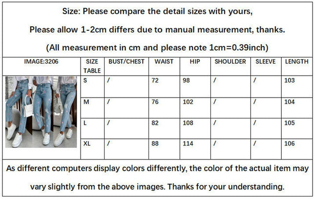 Women's Distressed Jeans Mid Rise Ripped Denim Pants